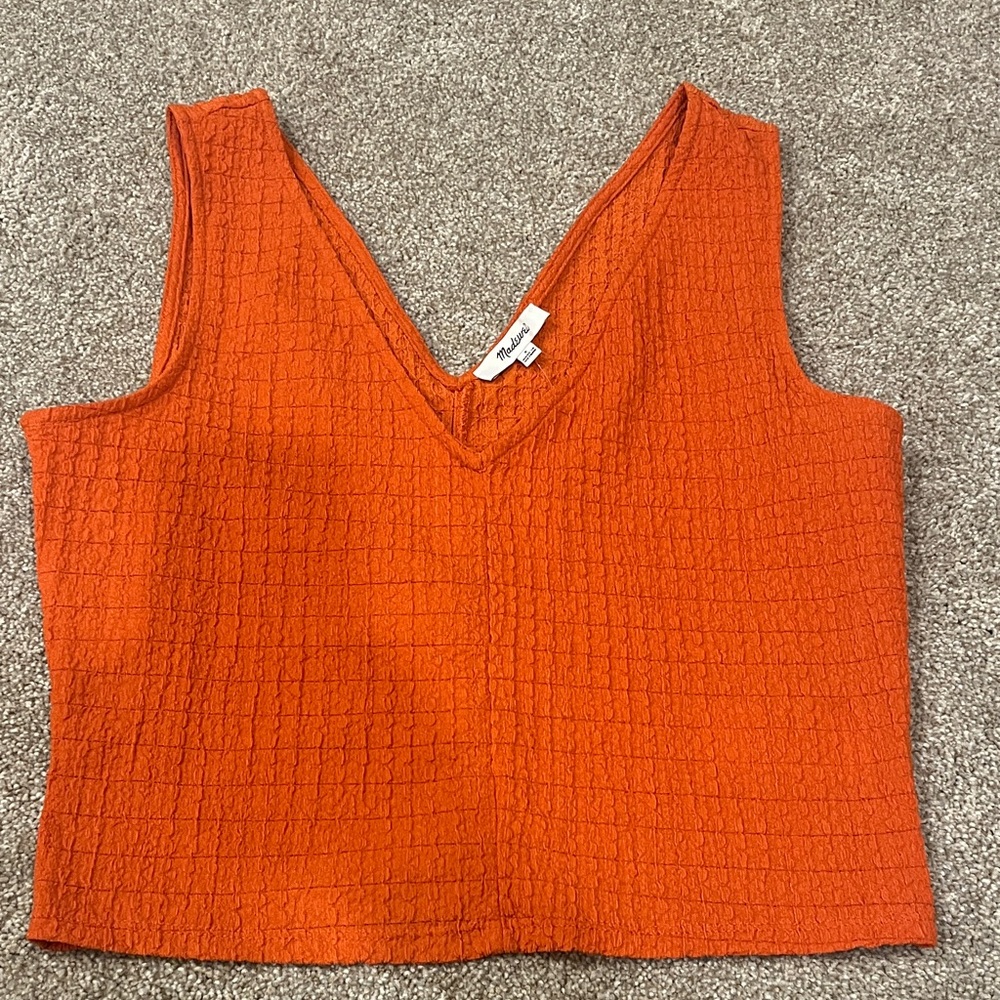 Madewell Cropped Orange Textured Women's Top